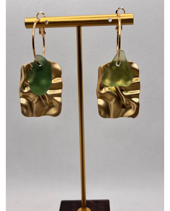 PENDIENTES ARTESANOS DE CRISTAL MARINO