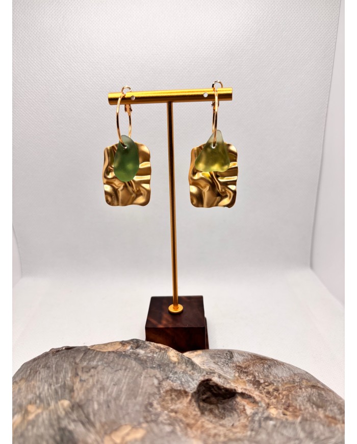 PENDIENTES ARTESANOS DE CRISTAL MARINO