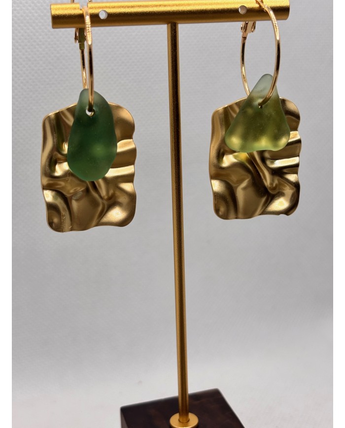 PENDIENTES ARTESANOS DE CRISTAL MARINO