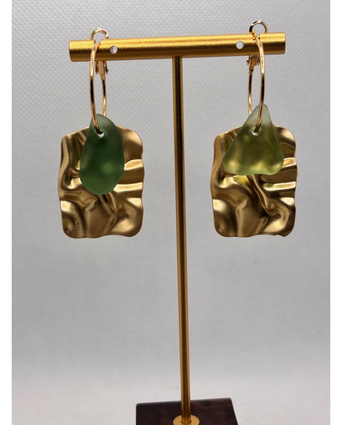 PENDIENTES ARTESANOS DE CRISTAL MARINO