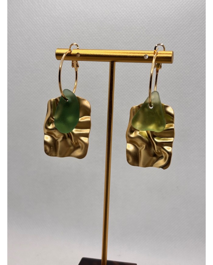 PENDIENTES ARTESANOS DE CRISTAL MARINO