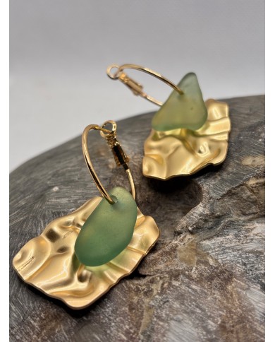 PENDIENTES ARTESANOS DE CRISTAL MARINO