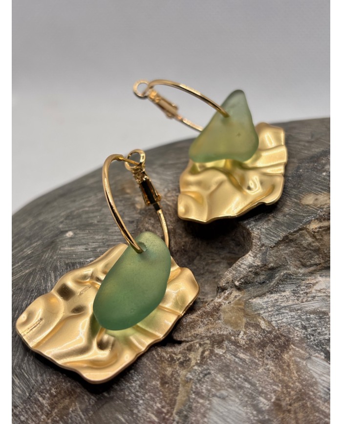 PENDIENTES ARTESANOS DE CRISTAL MARINO