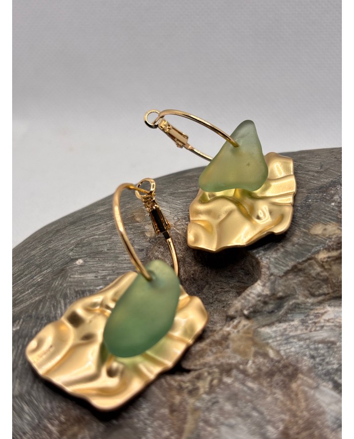 PENDIENTES ARTESANOS DE CRISTAL MARINO