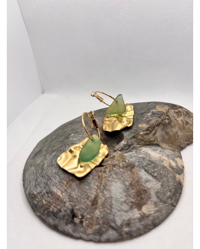 PENDIENTES ARTESANOS DE CRISTAL MARINO