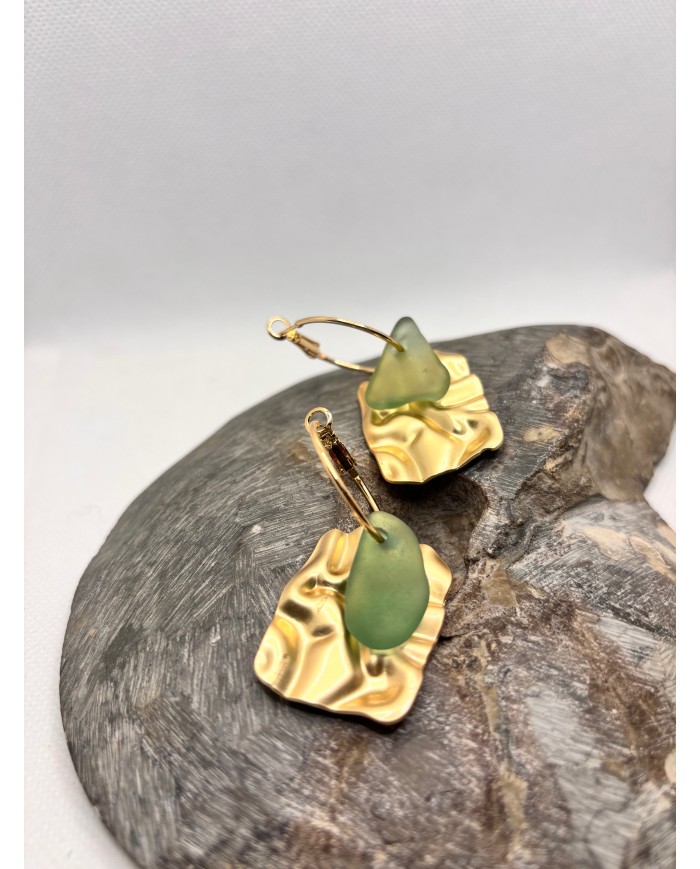 PENDIENTES ARTESANOS DE CRISTAL MARINO