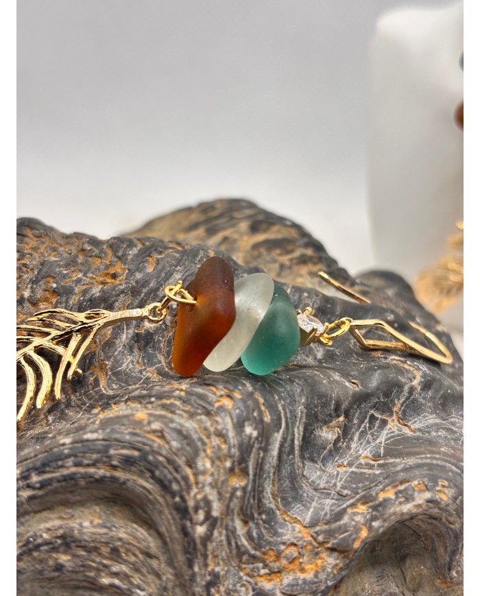 PENDIENTES ARTESANOS DE CRISTAL MARINO