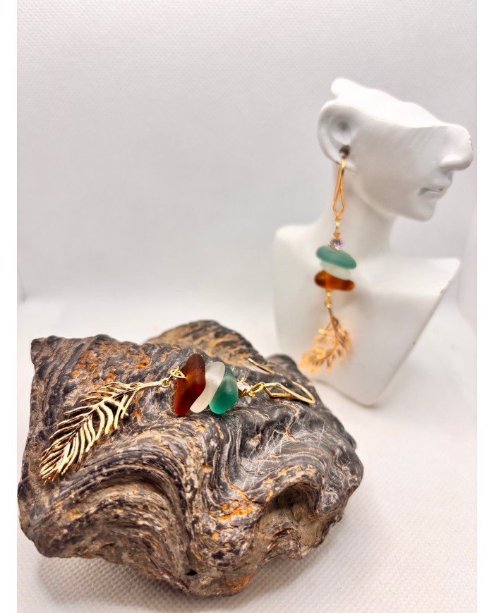 PENDIENTES ARTESANOS DE CRISTAL MARINO