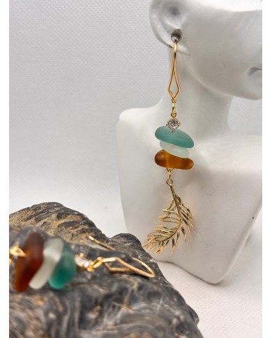 PENDIENTES ARTESANOS DE CRISTAL MARINO