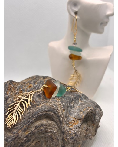 PENDIENTES ARTESANOS DE CRISTAL MARINO