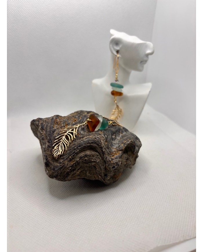 PENDIENTES ARTESANOS DE CRISTAL MARINO