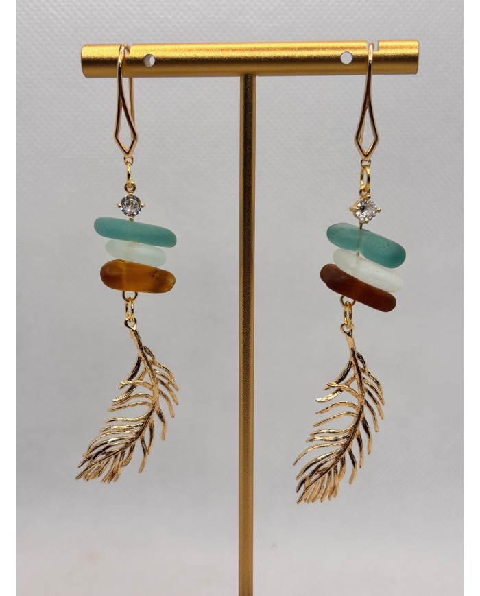 PENDIENTES ARTESANOS DE CRISTAL MARINO