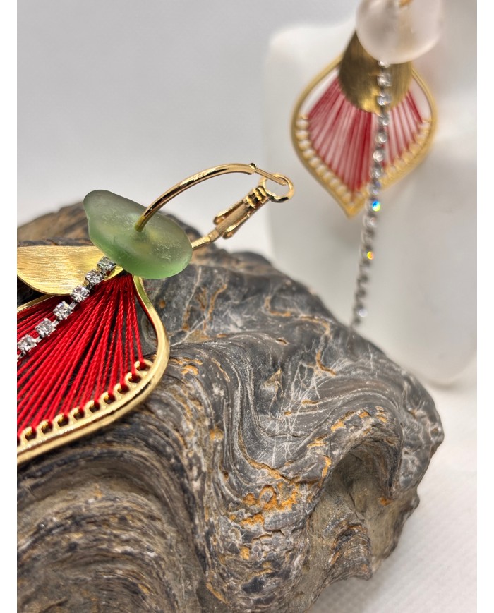 PENDIENTES ARTESANOS DE CRISTAL MARINO