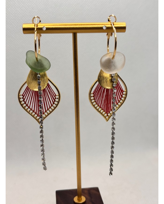 PENDIENTES ARTESANOS DE CRISTAL MARINO