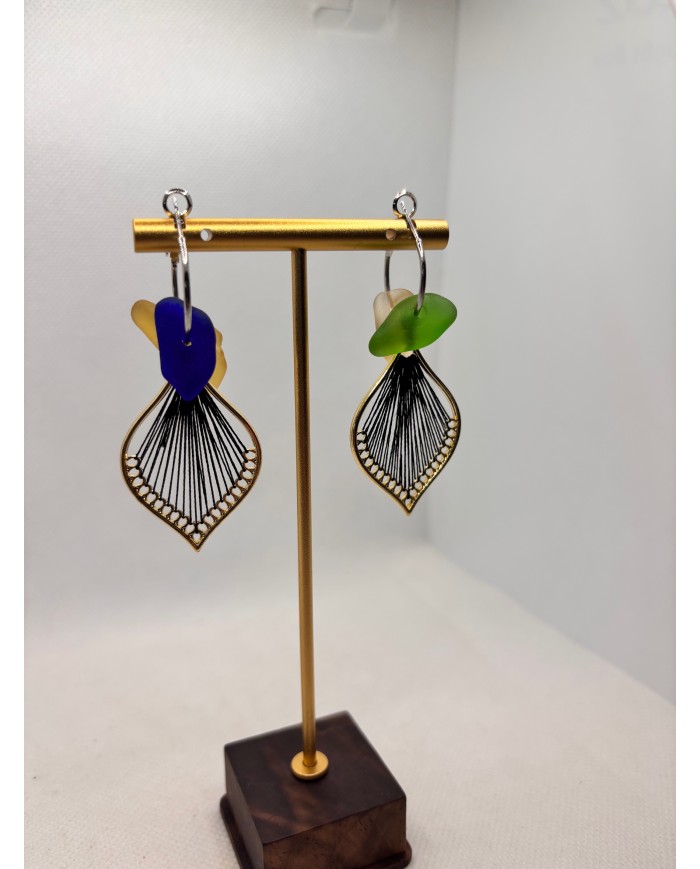 PENDIENTES ARTESANOS DE CRISTAL MARINO