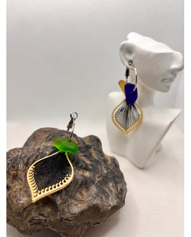 PENDIENTES ARTESANOS DE CRISTAL MARINO