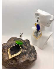 PENDIENTES ARTESANOS DE CRISTAL MARINO