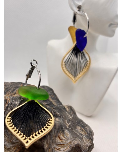 PENDIENTES ARTESANOS DE CRISTAL MARINO