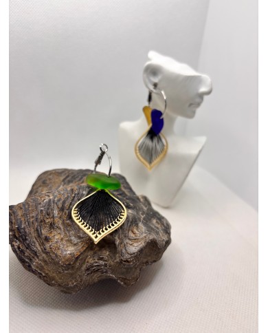 PENDIENTES ARTESANOS DE CRISTAL MARINO