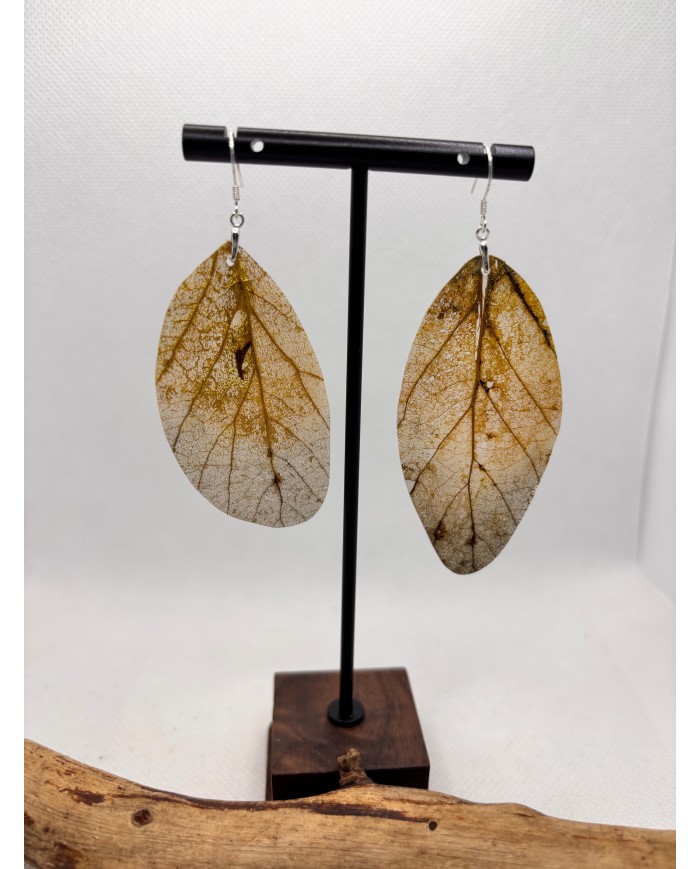 EDICIÓN PLATA pendientes artesanos de hoja natural