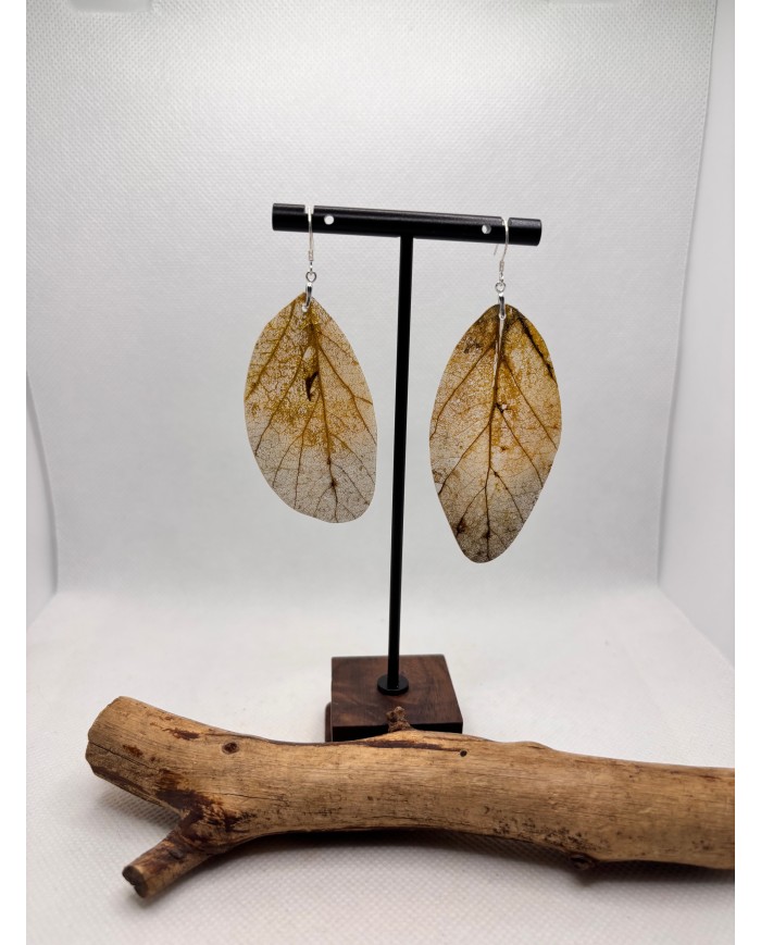 EDICIÓN PLATA pendientes artesanos de hoja natural