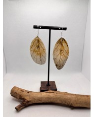 EDICIÓN PLATA pendientes artesanos de hoja natural