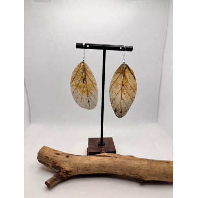 EDICIÓN PLATA pendientes artesanos de hoja natural