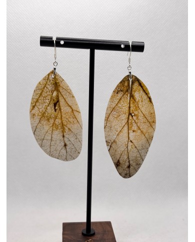 EDICIÓN PLATA pendientes artesanos de hoja natural
