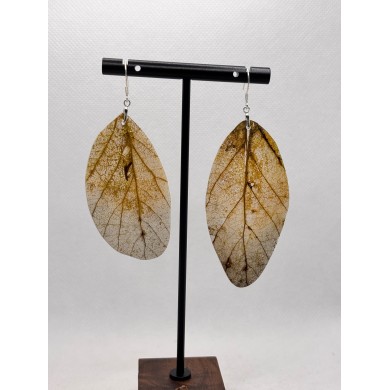 EDICIÓN PLATA pendientes artesanos de hoja natural