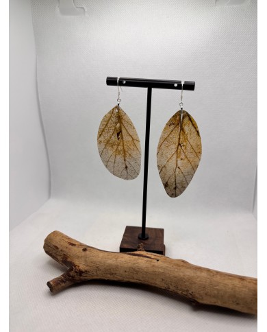 EDICIÓN PLATA pendientes artesanos de hoja natural