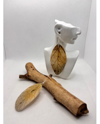 EDICIÓN PLATA pendientes artesanos de hoja natural