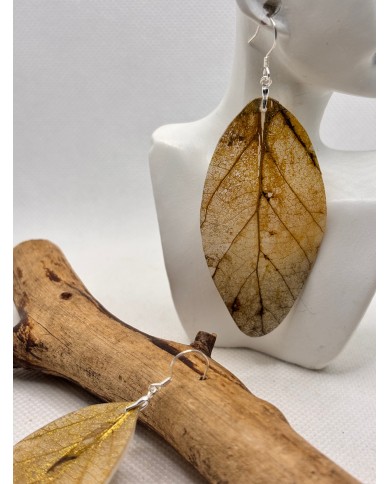 EDICIÓN PLATA pendientes artesanos de hoja natural