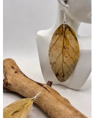 EDICIÓN PLATA pendientes artesanos de hoja natural