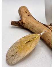 EDICIÓN PLATA pendientes artesanos de hoja natural
