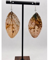 EDICIÓN PLATA pendientes artesanos de hoja natural
