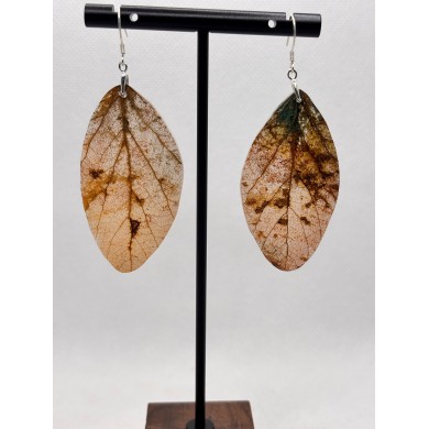 EDICIÓN PLATA pendientes artesanos de hoja natural