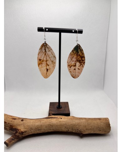 EDICIÓN PLATA pendientes artesanos de hoja natural