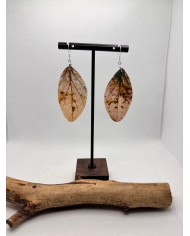 EDICIÓN PLATA pendientes artesanos de hoja natural