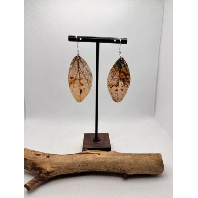 EDICIÓN PLATA pendientes artesanos de hoja natural