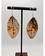 EDICIÓN PLATA pendientes artesanos de hoja natural