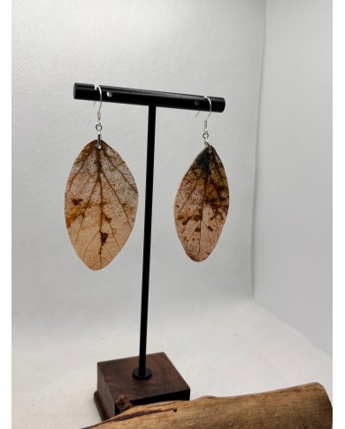 EDICIÓN PLATA pendientes artesanos de hoja natural