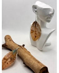 EDICIÓN PLATA pendientes artesanos de hoja natural