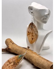 EDICIÓN PLATA pendientes artesanos de hoja natural