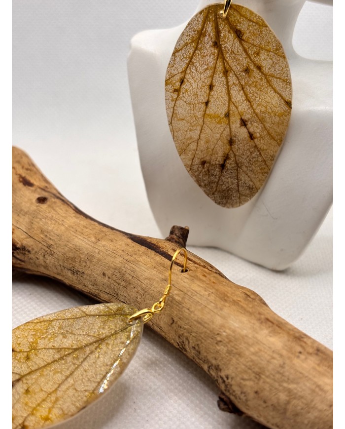 EDICIÓN PLATA pendientes artesanos de hoja natural