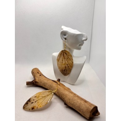 EDICIÓN PLATA pendientes artesanos de hoja natural