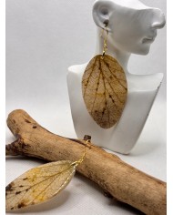 EDICIÓN PLATA pendientes artesanos de hoja natural