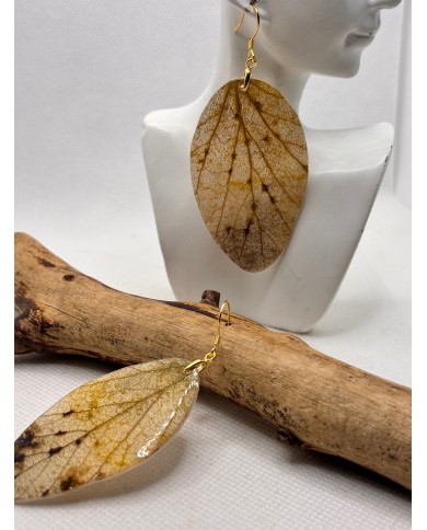 EDICIÓN PLATA pendientes artesanos de hoja natural