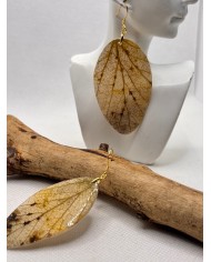 EDICIÓN PLATA pendientes artesanos de hoja natural