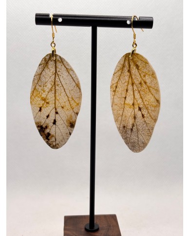 EDICIÓN PLATA pendientes artesanos de hoja natural