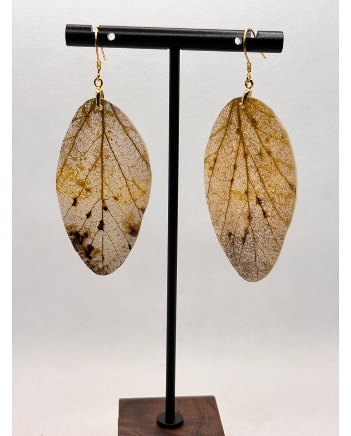 EDICIÓN PLATA pendientes artesanos de hoja natural